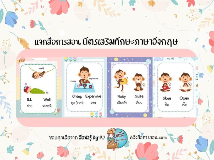 แจกฟรี สื่อการสอน วิชาภาษาอังกฤษ บัตรคำเสริมทักษะความรู้ภาษาอังกฤษ โดย สื่อน่ารู้ By PJ