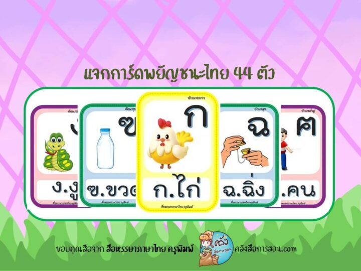แจกฟรี สื่อการสอน วิชาภาษาไทย การ์ดพยัญชนะไทย ก-ฮ โดย สื่อหรรษาภาษาไทย ครูพิมพ์
