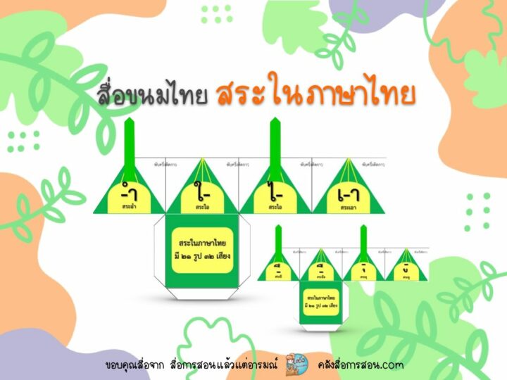 แจกฟรี สื่อการสอน ขนมห่อ เรื่องสระในภาษาไทย โดย สื่อการสอนแล้วแต่อารมณ์